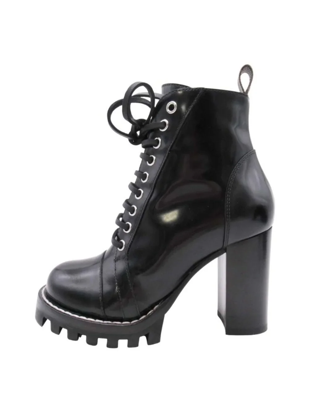 Louis Vuitton Star Trail Line Ankle Boots Short Chunky Heels Shoes 35 Black